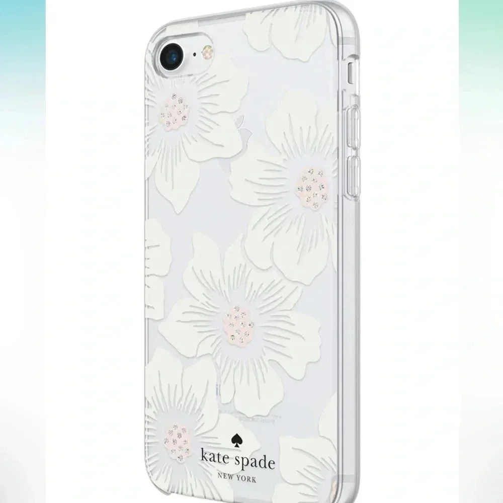 Kate Spade  Phone Case for 6-8 Floral -Hollyhock Cream/Blush/Crystal Gems/Clear